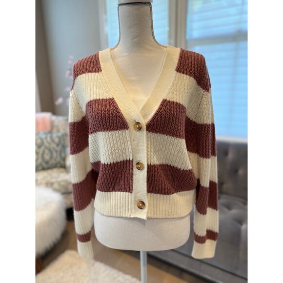 🧥SO soft bulky striped button down sweater cardigan Size Med 1-2 DAY QUICK SHIP - Picture 3 of 3
